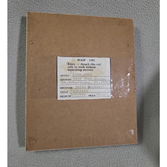 Set 2 Vtg Framed Mini Acrylic Paintings Anna Mike Wall Gallery Orange - Picture 5 of 15